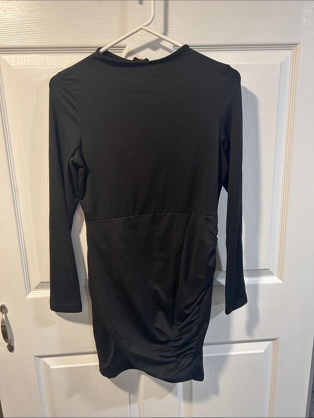 Black Long Sleeve Ruched Bodycon Dress